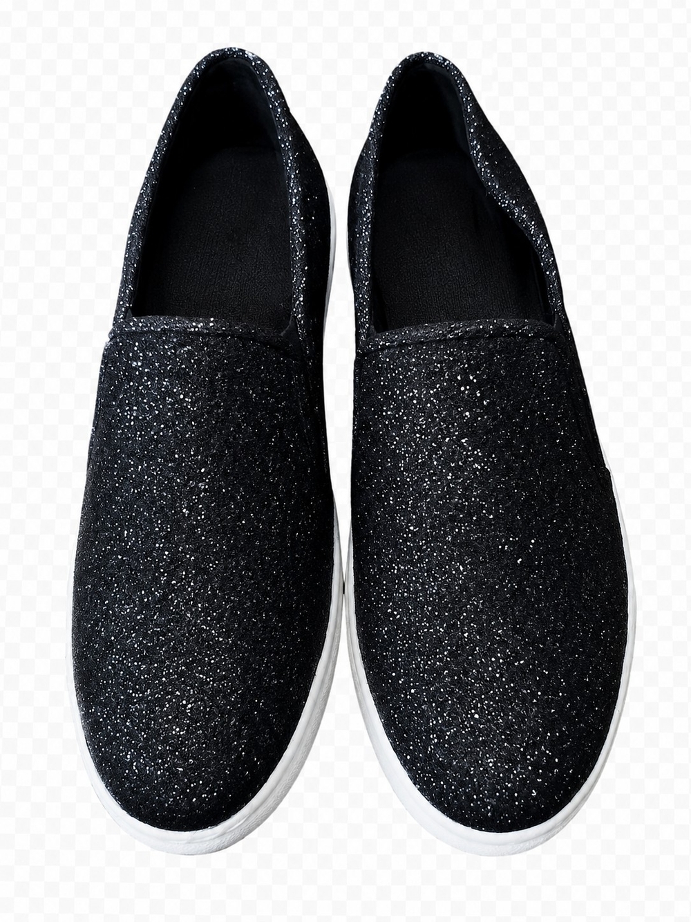 Brash Black Glitter Slip-On Athletic Shoes